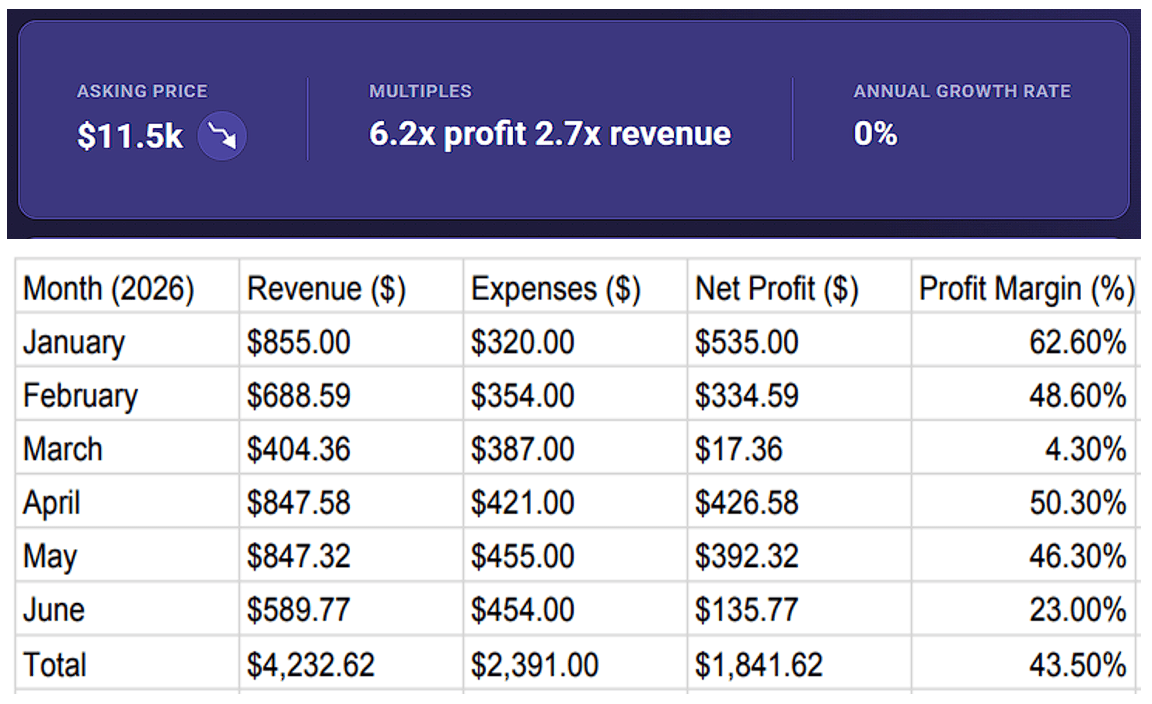 SaaS listing multiple based on less than twelve months of financial history